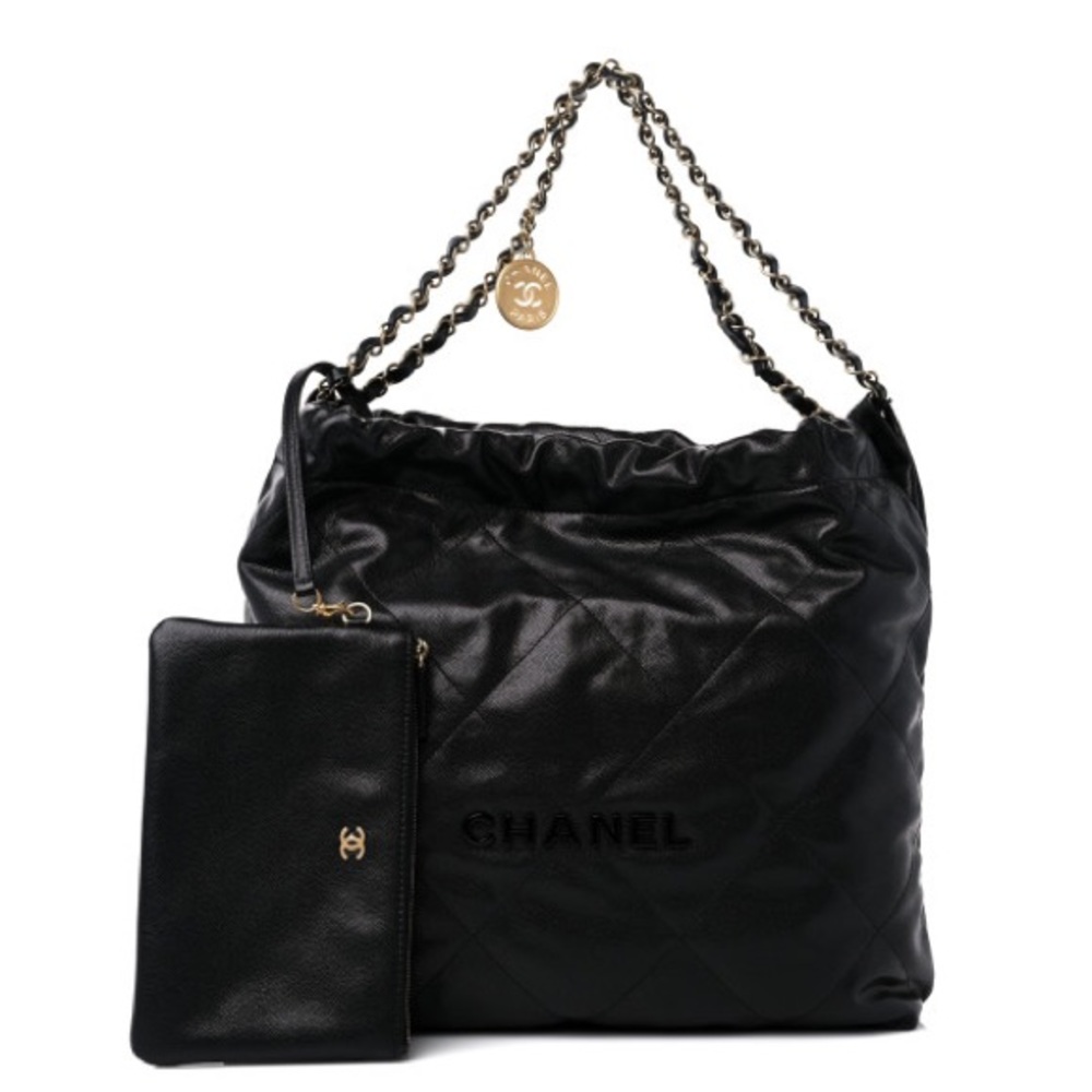 SOLD!!! Chanel Quilted Monochrome 22 Black w/interior pouch 100% Authentic
